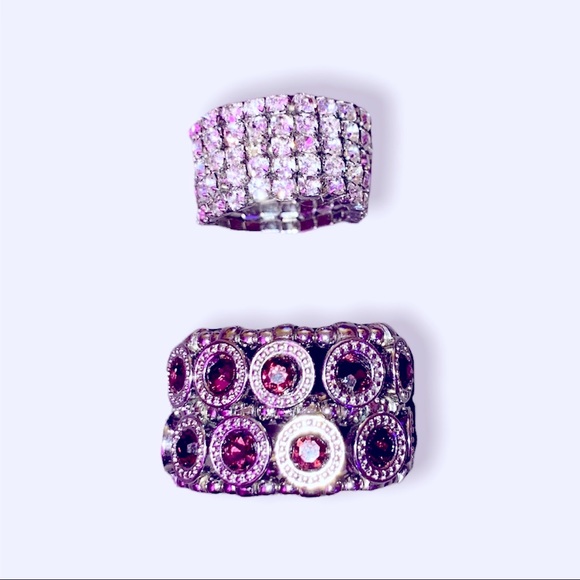 Set of Adjustable Rhinestone Rings - Picture 4 of 9